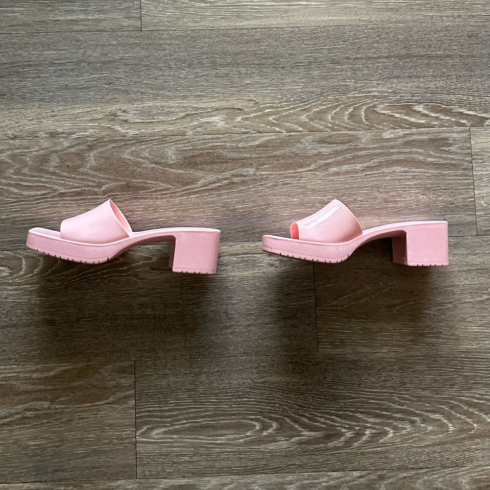Steve Madden pink slide block heel sandals